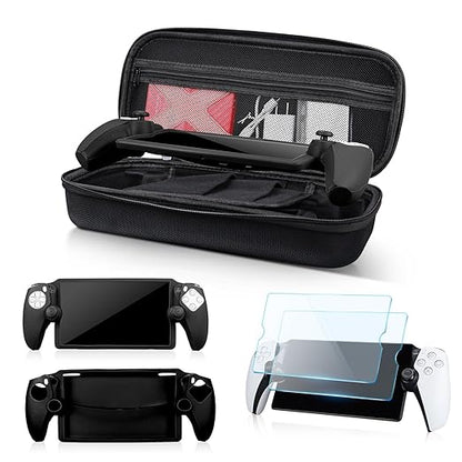 Carrying Case for PS5 Portal, 4 In 1 PS Portal Accessories with 1 Screen Protectors and Clear Protective Case, Protective Hard Shell Carrying Case, 1set key cap