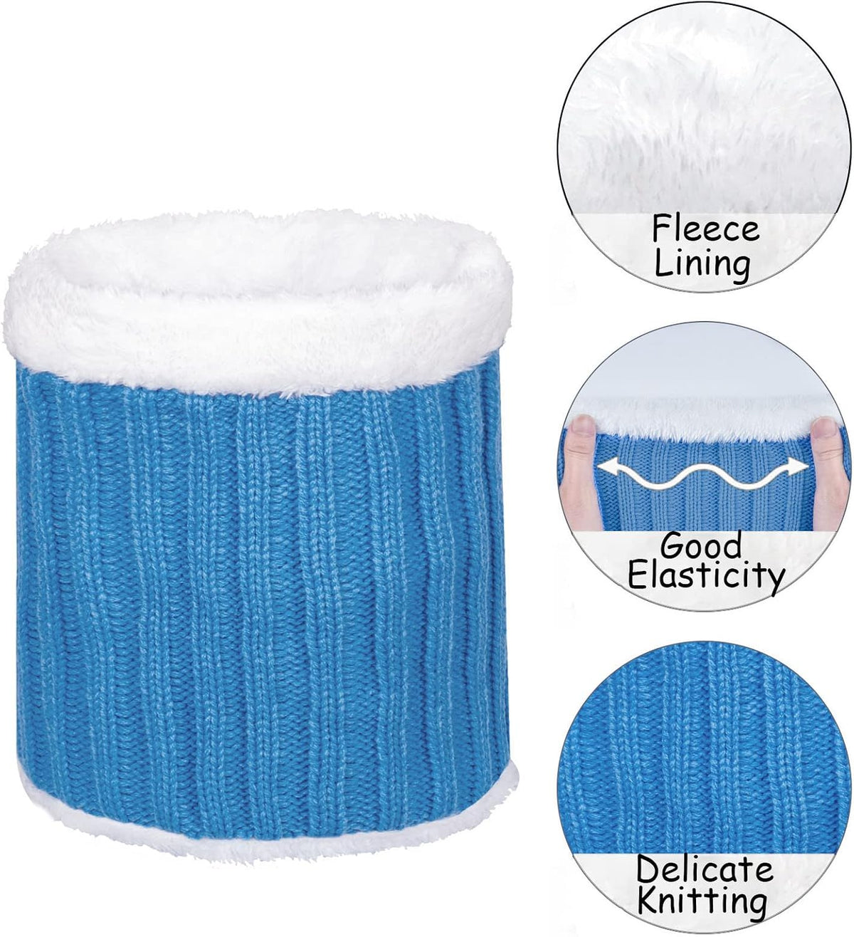 Kids Winter Beanie - Thermal Fleece Lined Knit Hat, Soft Neck Warmer Girls & Boys 1-10 Years (Mittents NOT Included)