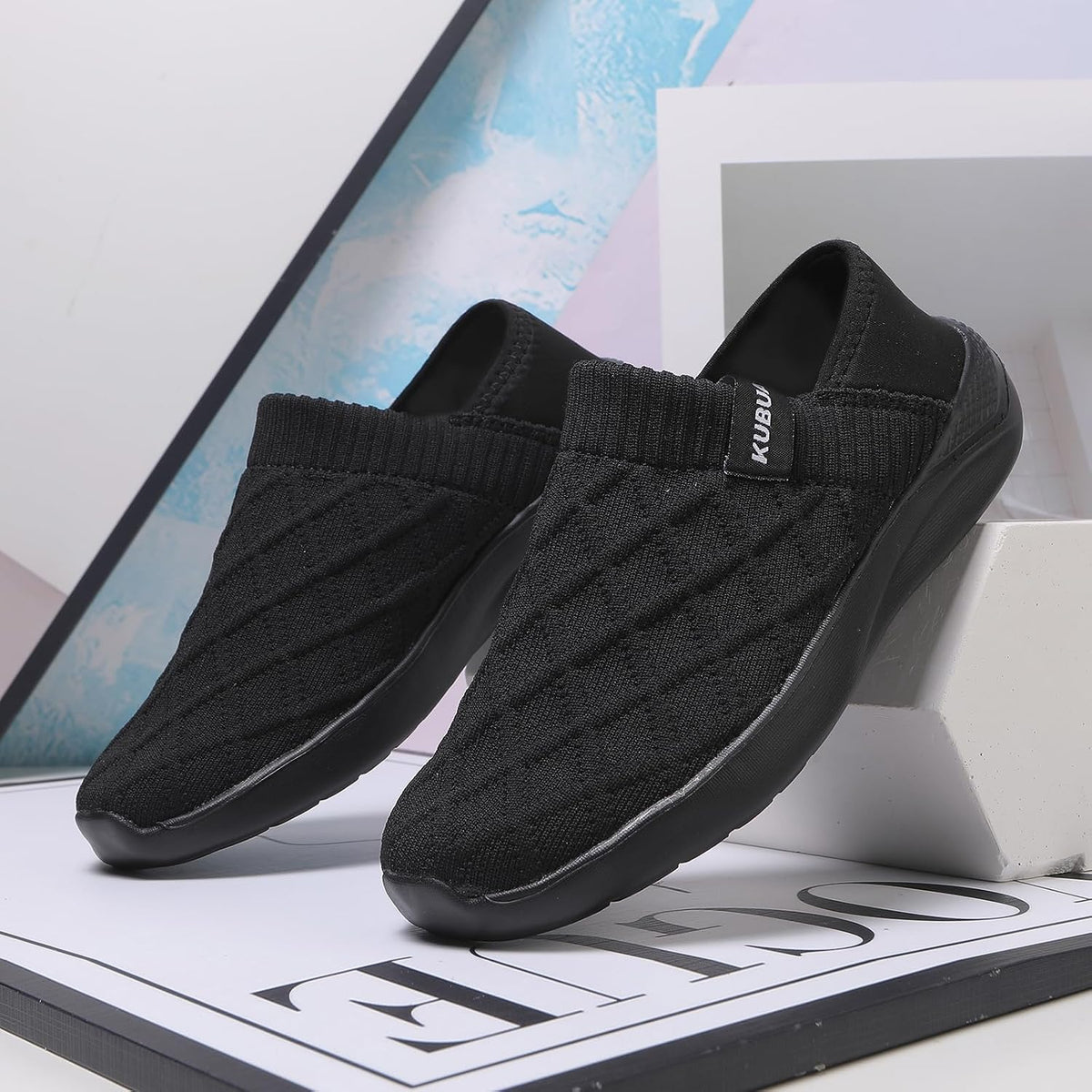 KUBUA Mens Womens Slippers Indoor Lightweight House Shoes Outdoor Breathable Slip on Loafers