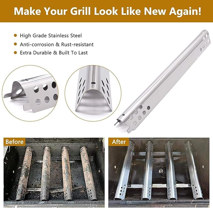 Criditpid Grill Replacement Parts for Charbroil Advantage 4 Burner 463344116, 463343819, 466344116 Models, Stainless Steel Grill Burners, Heat Plate Shields, Crossover Tubes and Ignitors