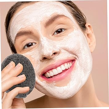 Face Sponge Pad Women's Facial Cleaning Sponge Makeup Remover Exfoliating Black Reusable Large Size