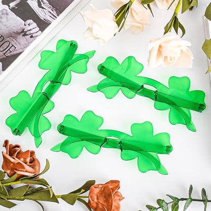 St. Patrick’s Day Shamrock Sunglasses Irish Shamrock Glasses Green Four Leaf Clover Glasses St Patricks Accessories