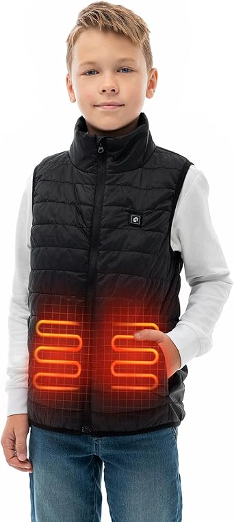 HENNCHEE Kids Heated Vest for Boys Girls Electric Heated Vest with Battery Pack Lightweight Warm Heating Gilet Outdoor
