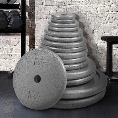 WF Athletic Supply TraditionalClassic 1-inch Hole Standard Solid Cast Iron Weight Plates - Great for Strength Training, Weightlifting, Bodybuilding  Powerlifting, Multiple Choices Available