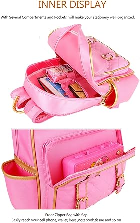 Gazigo Children Princess Waterproof PU Backpack for Girls Elementary School Girl Bookbags