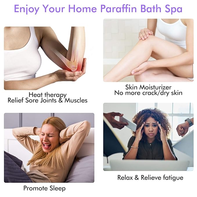 Paraffin Wax Machine for Hand and Feet - Ejiubas Paraffin Bath,Quick Heating,Large Capacity,includes 2.2 lb Paraffin Wax 200 Glove Liners 2 Thermal Mitts Booties for Arthritis and Deep Skin Moisturize