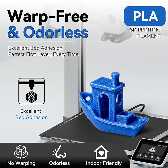 Kingroon PLA 3D Printer Filament, Dimensional Accuracy +/- 0.02 mm, 1 kg Spool(2.2lbs), 1.75 mm?Blue