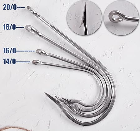 Fishing Saltwater Large Giant Shark and Alligator Hooks Extra Strong Stainless Steel Big Game Fishing Sharp Tuna Catfish Hooks