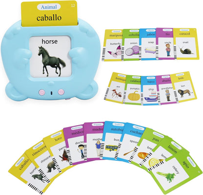 Spanish and English Pocket Speech Therapy Toys with 224 Sight Words, Bilingual Flashcards for Preschool Learning, Gifts for Toddlers (tiny 1/2" crack on device)