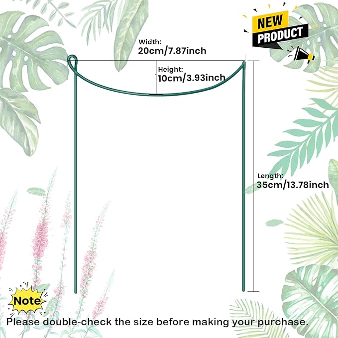 8-Pack Snake Plant Support Stakes - Strong, Rust-Proof Plant Cages - Ideal for Hydrangeas, Peonies, and More - Indoor and Outdoor Plant Support and Stakes Kit