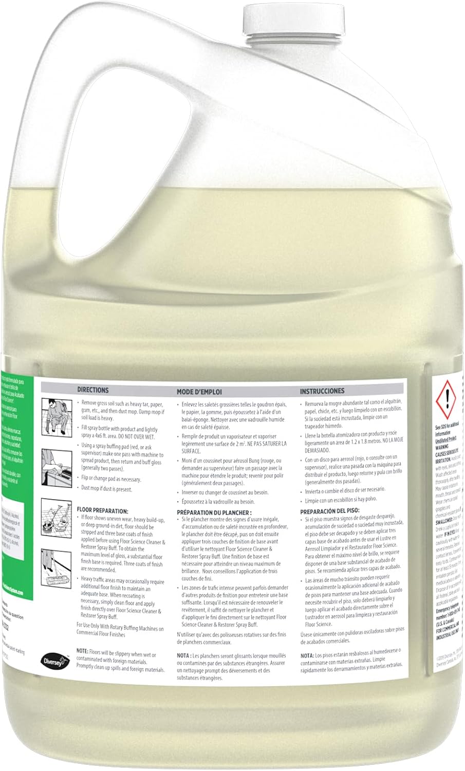 Diversey Floor Science Cleaner & Restorer Spray Buff, Ready to Use, 1 gal