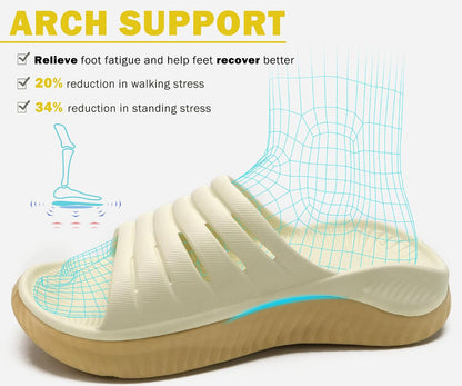 KuaiLu Womens Recovery Sandals With Comfortable Plantar Fasciitis Support,Ladies Orthotic Open Toe Sport Slides Thick Cushion Reduces Stress on Feet,Joints & Back Post-Exercise