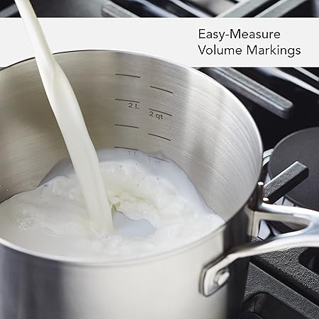 KitchenAid 3-Ply Base Brushed Stainless Steel Sauce PanSaucepan with Lid, 3 Quart