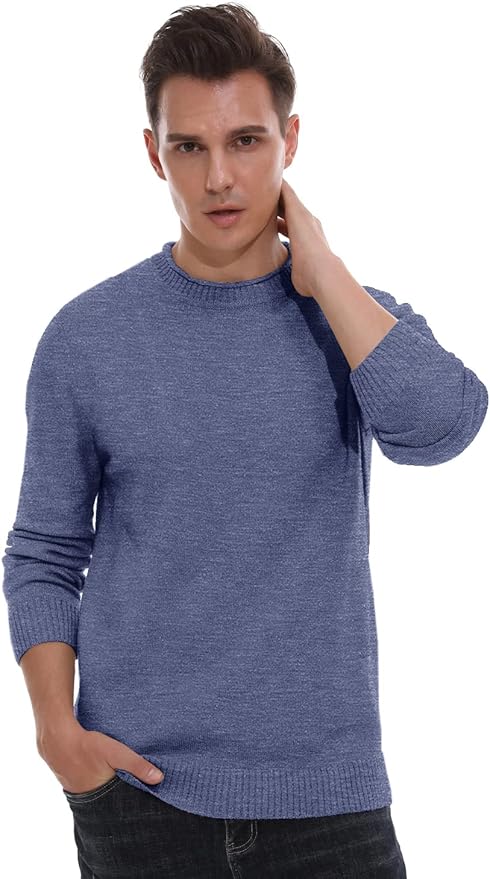 Sailwind Men's Crewneck Sweater Soft Casual Sweaters for Men Classic Pullover Sweaters with Ribbing Edge