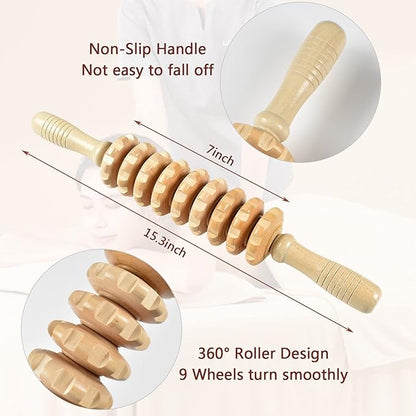 Wood Massager Roller Handheld Cellulite Massage Trigger Point Stick Body Therapy Massager Muscle Relief Tool, 01