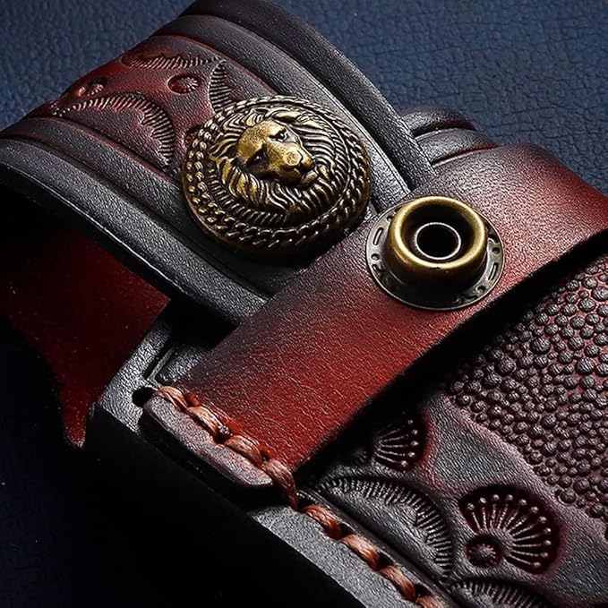 Jamal New Hand Made Carved Cow Leather Sheath for Folding Knife Cover Pouch Belt Clip