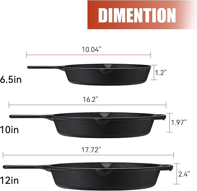 Z GRILLS Cast Iron Skillets, Pre-Seasoned Cast Iron Frying Pan for Cooking  Grill, Stovetop, Camping Firepit, Induction, Oven Safe Cookware, 10 Inch