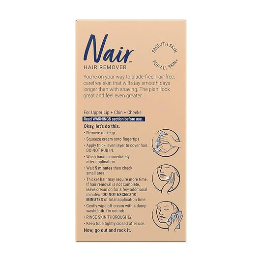 Nair Hair Remover Moisturizing Face Cream, with Sweet Almond Oil, 2OZ