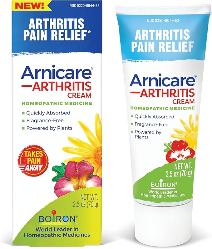 Boiron Arnicare Arthritis Cream for Pain Relief of Knees, Hands, Wrists, Elbows, Joints  Muscles  Quickly Absorbed  Fragrance-Free  2.5 oz