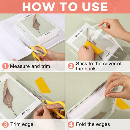4 Rolls Clear Contact Paper, Adhesive Book Covers 18 in x 4.5 ft Contact Paper Peel and Stick, Plastic Protective Liner Papers Protector for Crafts Paperback Textbook Hard Covers Documents