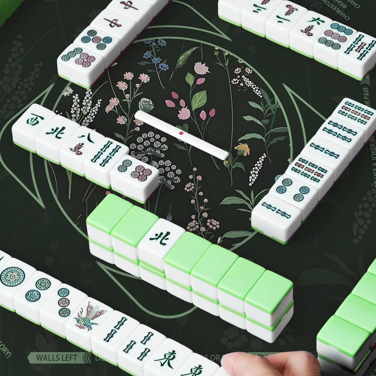 Mahjong Mat for Table, Durable Mahjong Table Cover with Unique Design, Premium Mahjong Accessories, Perfect Mahjong Gifts for Women, Game Mat for Mahjong and Board Game Enthusiasts (Emerald Reverie) ( doesn’t come with the bag )