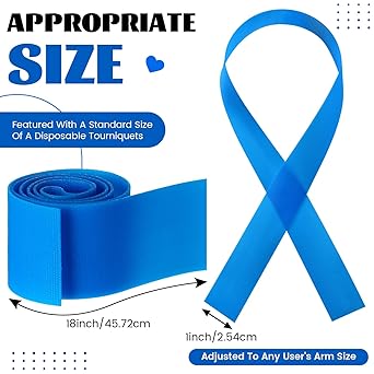 Timgle 500 Pack Disposable Tourniquet First Aid Elastic Tourniquets Bulk Latex Free Blue Medical Hemostatic Bandages Nursing Supplies Essentials for Outdoor Sport