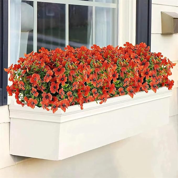 Arisefrom Flowers, Arisefrom Artificial Flowers, Arisefrom Artificial Outdoor Flower, Rainproof Uv Resistant, Lifelike Colorful Daisy Eucalyptus (White, Fill 1 Pot (120 Flowers))