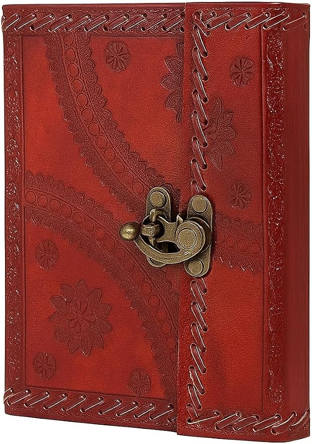 STORE INDYA Handcrafted Leather Soft Bound Personal Diary & Organizer – 7x5 Inch Genuine Leather Writing Journal, (Latch is Slightly Broken)