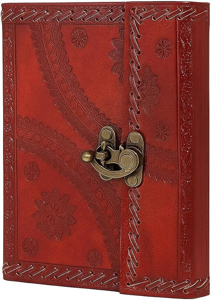 STORE INDYA Handcrafted Leather Soft Bound Personal Diary & Organizer – 7x5 Inch Genuine Leather Writing Journal, (Latch is Slightly Broken)