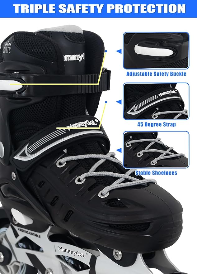 Adults Adjustable Inline Skates, Safe and Durable Roller Skates with Giant Wheels, High Performance Professional Skates for Men Women Youth
