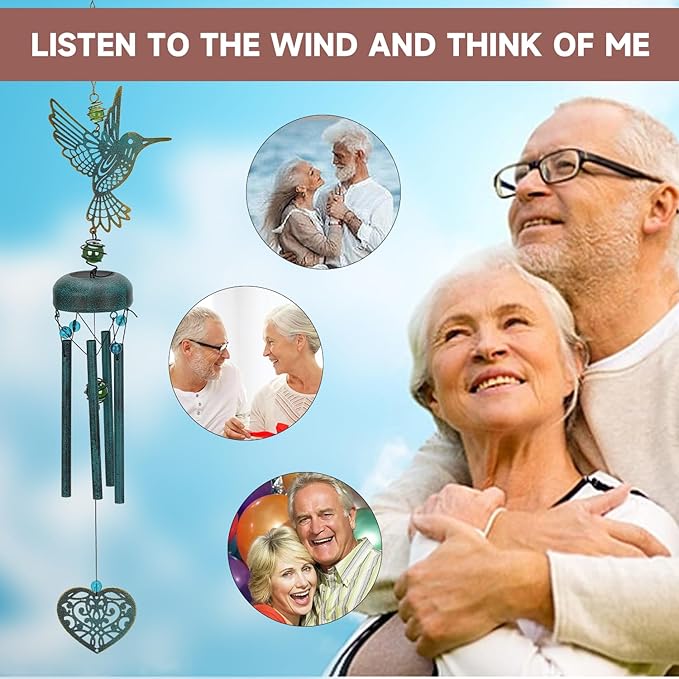 Outdoor Wind Chimes, Deep Tone, Commemorative Hummingbird Wind Chimes, Retro Wind Chimes, Unique Outdoor Gifts, 27 Inch Wind Chimes