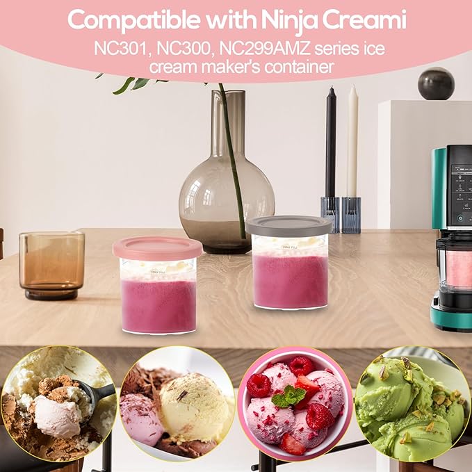 Ice Cream Tub Cover, Silicone Ice Cream Deluxe Pint Replacement Round Cover For Freezer, Food Storage Containers Cups Cans Lid for Ninja Creami NC301 NC300 NC299AMZ Series Ice Cream Maker Accessories