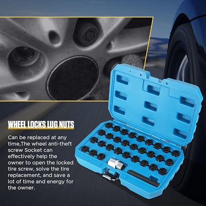 32 PCS Wheel Lock Removal Kit Compatible with Mercedes Benz, Wheel Lock Key Set Wheel Lock Lug Nut Removal Kit for Removing and Locking