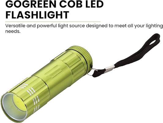 GoGreen Power GG-113-COBLM - COB LED Flashlight with batteries, Lime Green