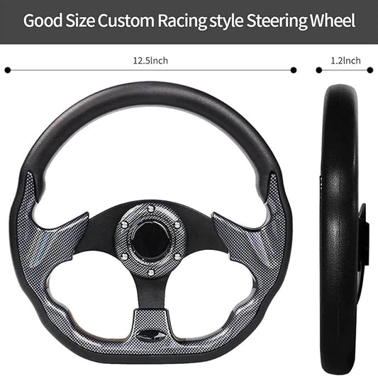 Golf Cart Club Car Steering Wheel, Fit EZGO TXT RXV, Club Car DS Precedent Tempo, Yamaha G2-G29 Most Golf Cart, Universal Golf Cart Steering Wheel, Ergonomic Design, D Shape Design