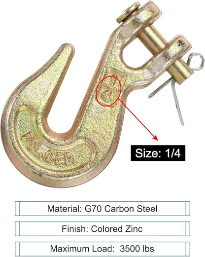 uxcell 14" Clevis Grab Hook, G70 Carbon Steel Transport Safety Chain Hooks, Clevis Grab Hooks for Rigging Deck Receiver Hitches Trailer Wiring
