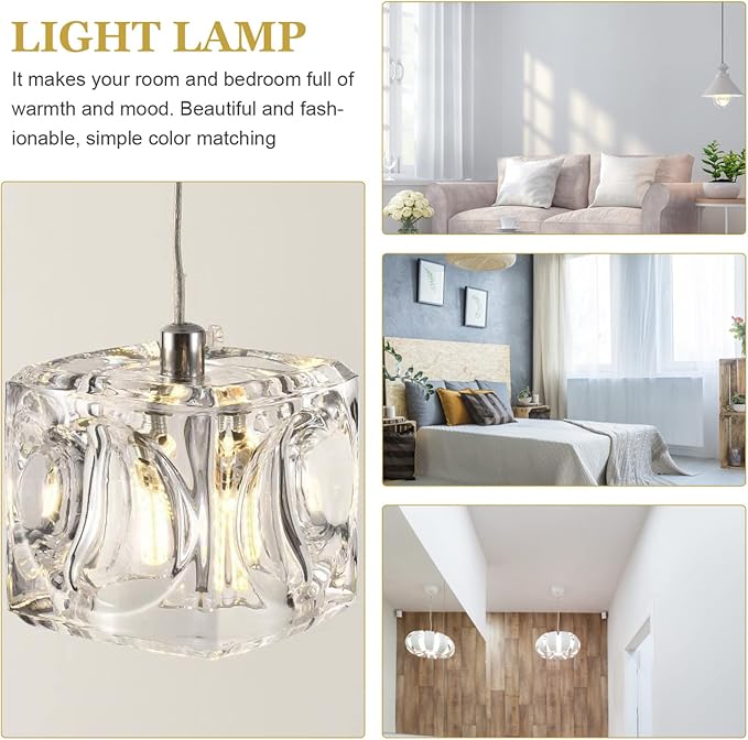 Vanity Lighting Fixtures Square Lamp Shade Glass Cube Lamp Shade Neckless Opening Lamp Bulb Lampshade Covers for Chandeliers Floor Table Wall Lamps Hanging Light Fixtures
