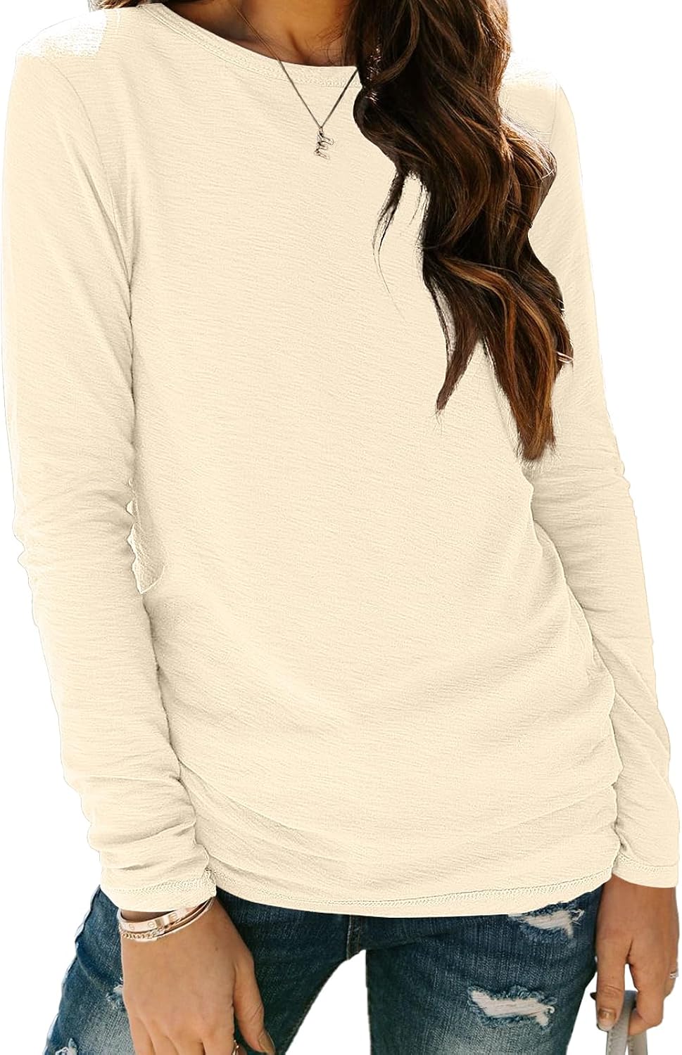 AUTOMET Long Sleeve Shirts for Women Casual Crewneck Tops Basic Tees | Fall Travel Airport Outfits,Winter Clothes,Teacher Shirts,Versatile Basic Tees,Soft & Breathable,Work Tops,Solo or Layered