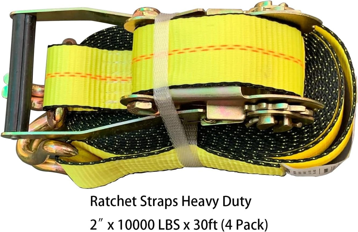Ratchet Straps Heavy Duty (3PK) 2" x 30' x 10000 lbs J Hook Tie Down Strap Ratcheting for Truck, ATV, UTV and Trailer