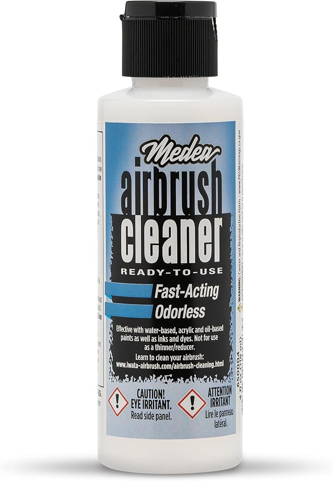 Medea Airbrush Cleaner 4 oz  Ready-to-Use Solution for Airbrushes, Paint Brushes  Artist Tools  For Acrylic, Oil  Water-Based Paints, Inks, Dyes, Watercolors and Gouache. Deep Cleans  Flushes
