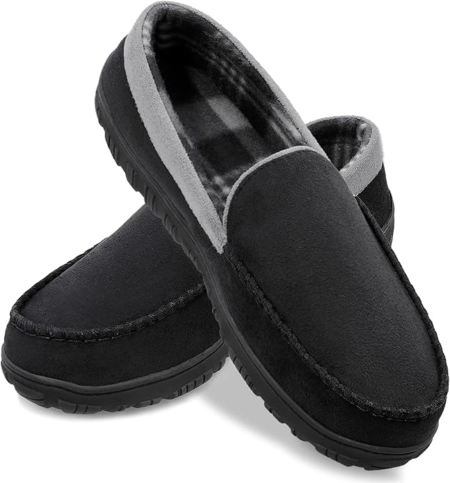shoeslocker Mens Slippers Microsuede Moccasin Memory Foam House Shoes