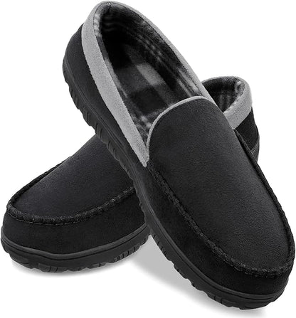 shoeslocker Mens Slippers Microsuede Moccasin Memory Foam House Shoes