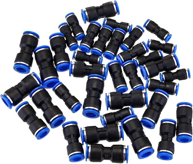Honoson 40 Pieces Straight Push Connectors, Push To Connect Fittings Quick Release Pneumatic Connectors Air Line Fittings Connect Air Hose Fittings, 2 Way