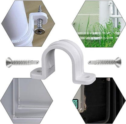 10 Set Pipe Clamps,SCH 3/4 in (?25MM) PVC Pipe Strap Clips,Two Hole Plastic Pipe Clamps,Conduit Strap Clamps
