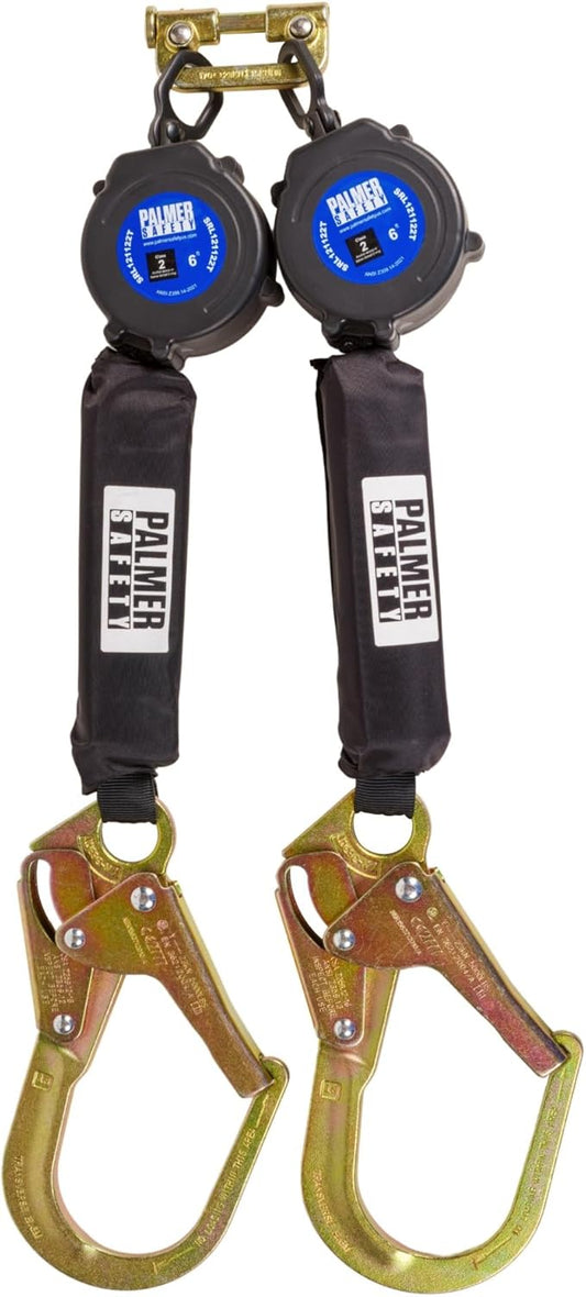 Palmer Safety Fall Protection SRL121122T Twin SRL 6' Leading Edge Lightweight Web with Rebar Hooks
