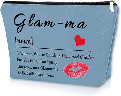 Sazuwu Gift for grandchildren's grandmother, makeup cosmetic bag, gifts for mother's day, bag, Blue