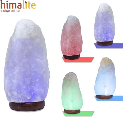 LED White-Color Changing Pure Himalayan Salt Lamp 7 Inches Tall with USB Adaptor and Wooden Base Himalite Carnival of Lights White_Salt_Lamp
