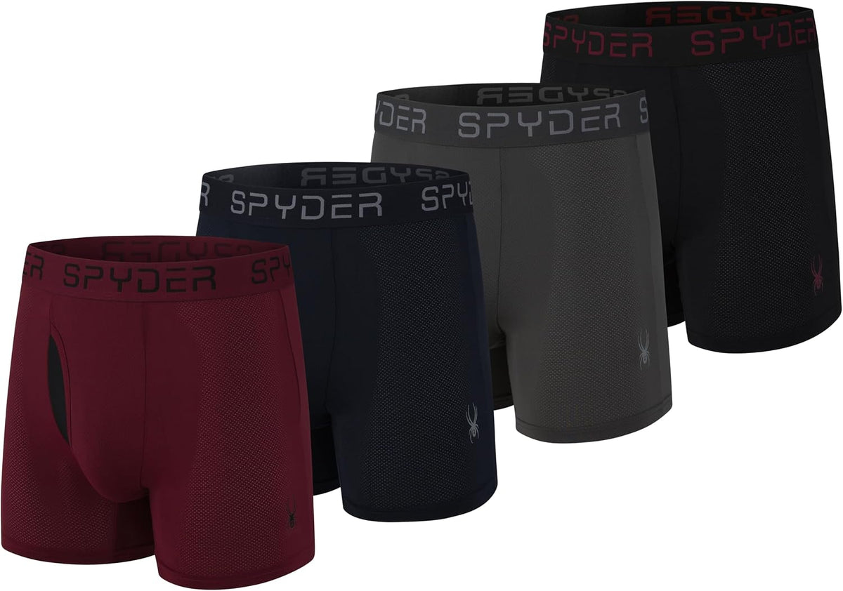 Spyder Mens Boxer Briefs Performance Nylon Mesh Sports Underwear With Fly Front ( box Damaged )