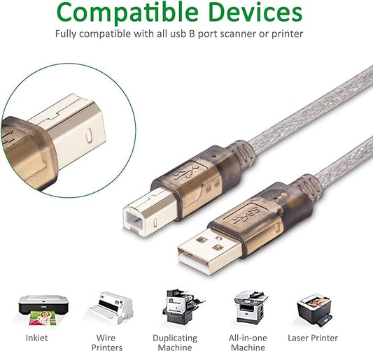 Printer Cable 30Ft,2.0 Printer Scanner Cable Cord USB Type A Male to B Male High Speed for HP, Canon, Lexmark,Dell, Xerox, Samsung etc(30 Ft10M)