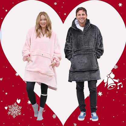 Catalonia Oversized Blanket Hoodie Sweatshirt, Wearable Sherpa Lounging Pullover for Adults Women Men